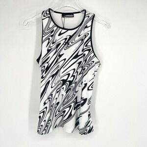 J Lindeberg‎ Tank Top Womens M Delia Printed Workout Black  White Tennis Gym